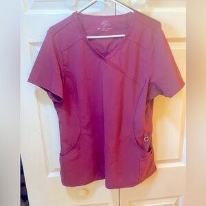 Infinity Womens L Burgundy Scrub Top